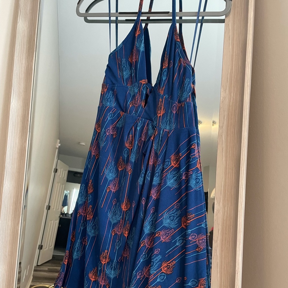 FREE PEOPLE XS SKATER BLUE CUT OUT MINI DRESS - Picture 3 of 3